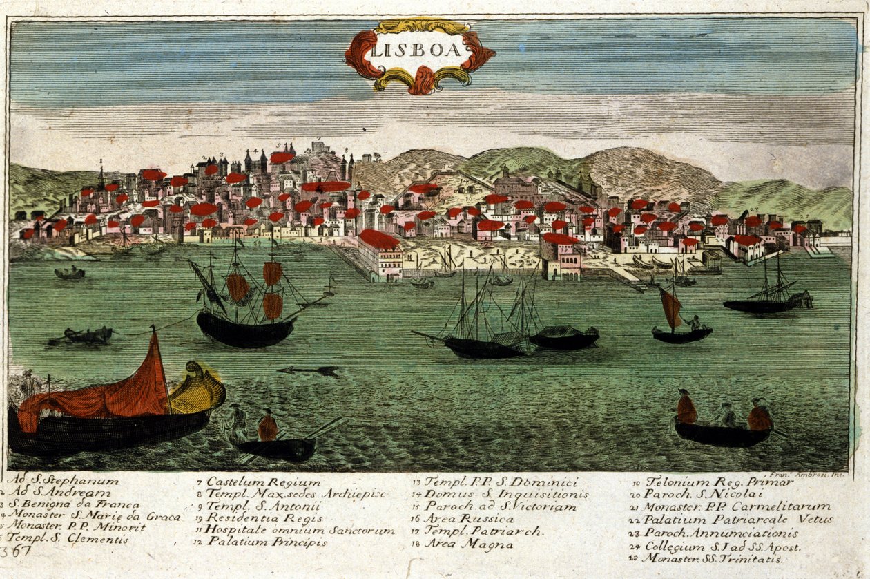 Utsikt over byen Lisboa i Portugal på slutten av 1700-tallet av Unknown artist