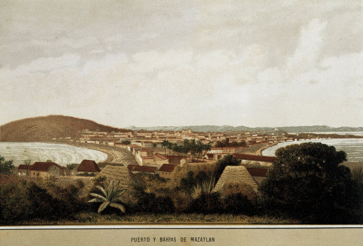 Utsikt over byen Mazatlan på kysten av Stillehavet.Mexico av Unknown artist