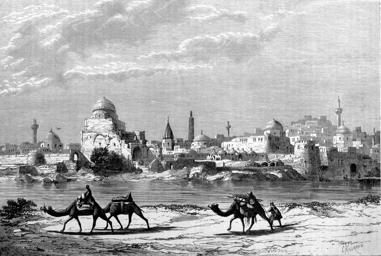 Utsikt over byen Mosul på tigeren i Irak. av Unknown artist