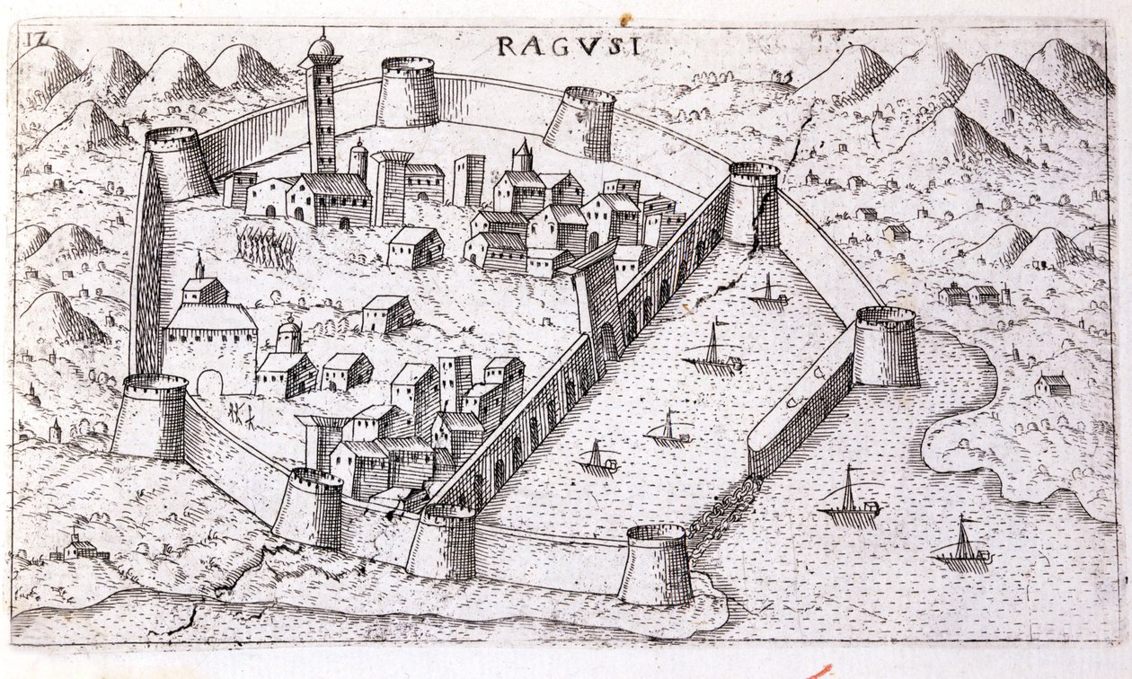 Utsikt over byen Ragusa på 1500-tallet. av Unknown artist