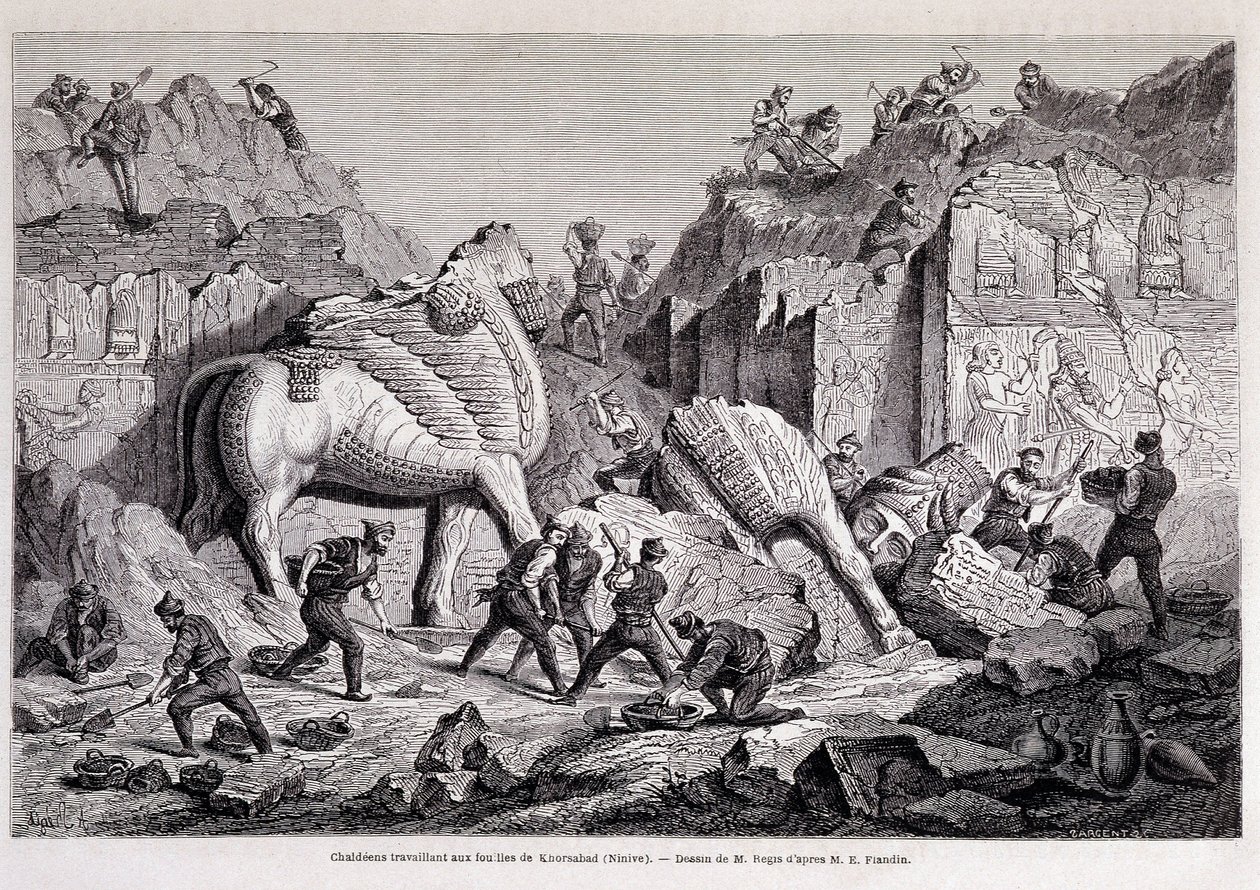 Utsikt over utgravningene av Khorsabad (Khunsabad) (Nineveh) - i "" Jorden rundt"" 2. uke 1861. av Unknown artist