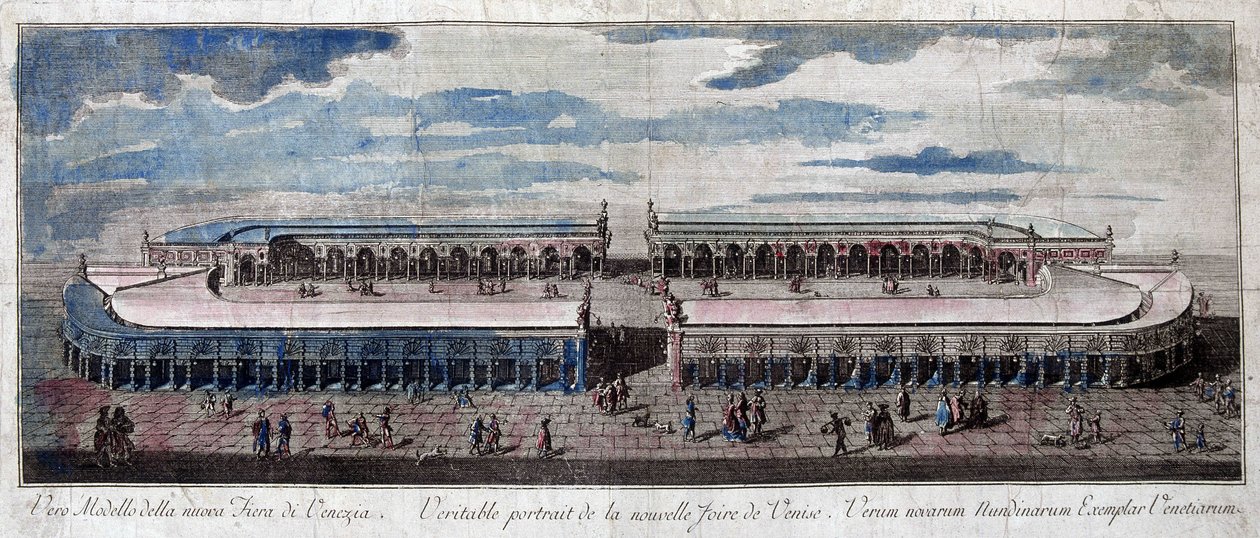 Utsikt over messen i Venezia, Italia. Gravering fra 1700-tallet. av Unknown artist