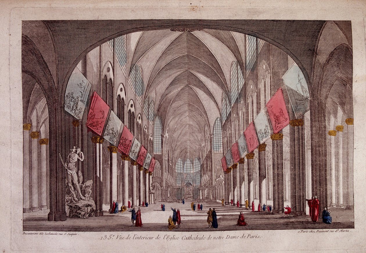 Utsikt over det indre av Notre-Dame de Paris - optisk utsikt av Unknown artist