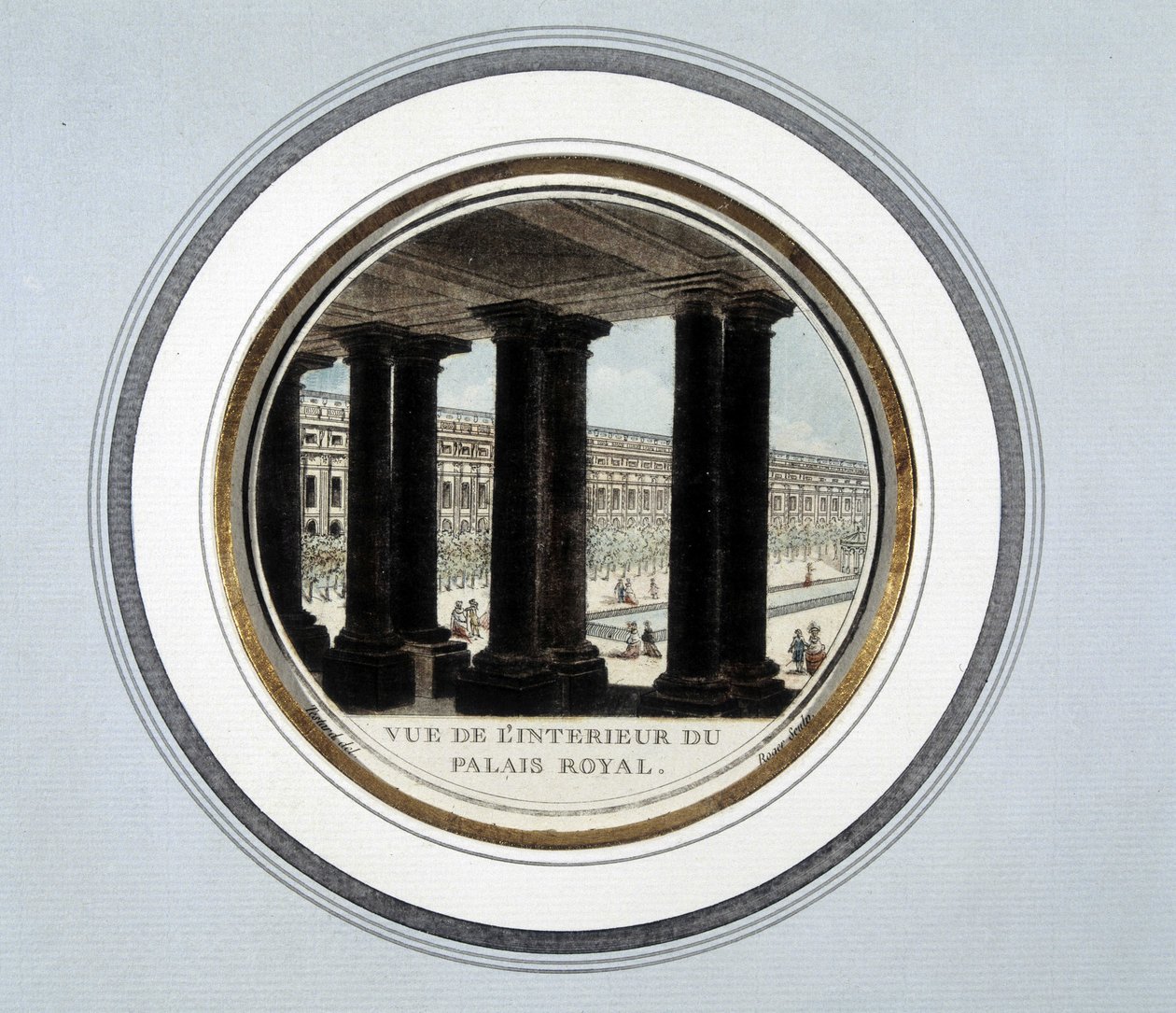Utsikt over det indre av det kongelige slott - gravering av Unknown artist