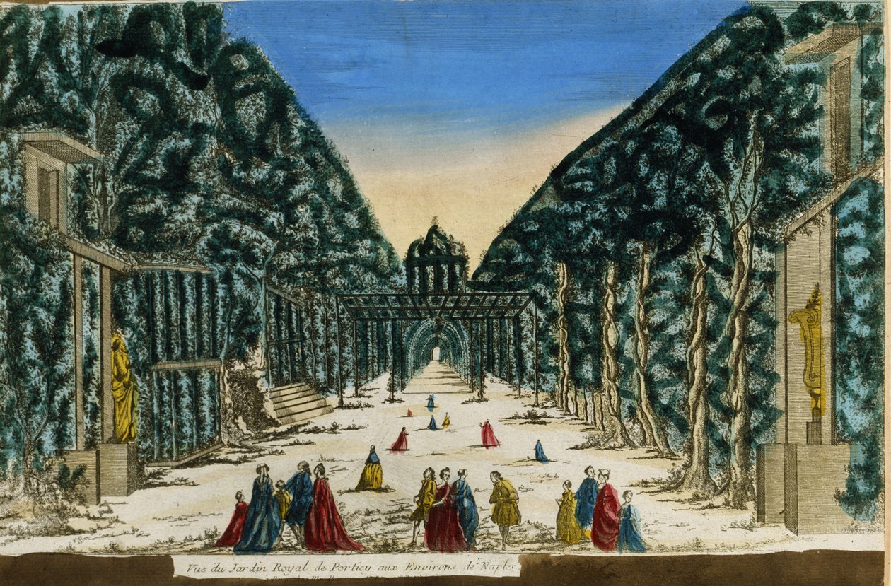 Utsikt over den kongelige hagen til Portici nær Napoli i 1760. av Unknown artist