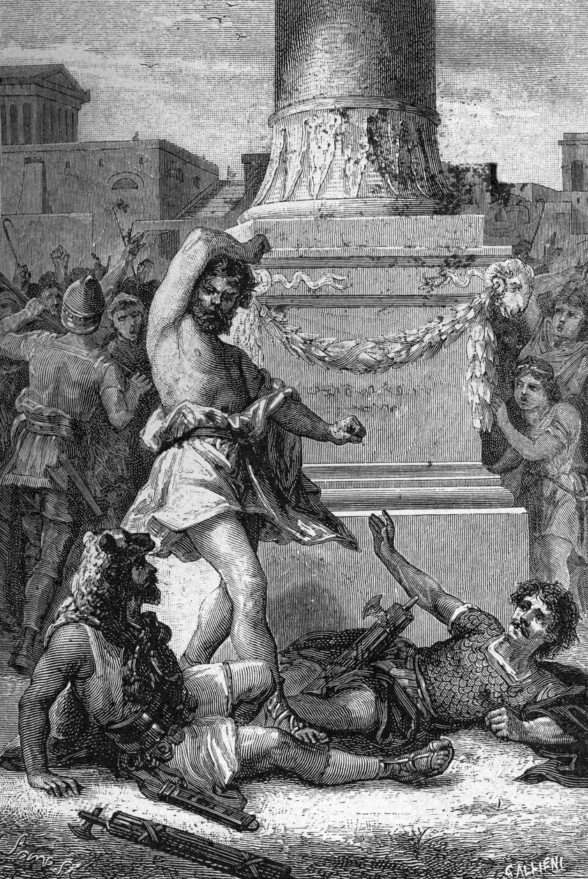 Volero Publilius nektet å bli arrestert 473 f.Kr. Gravering av Unknown artist