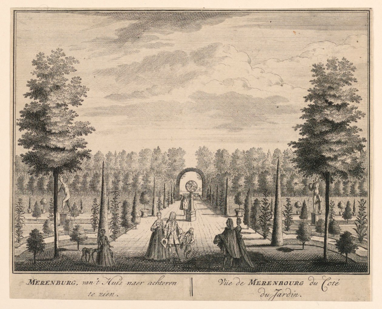 Utsikt over Merenbourg fra siden av hagen av Unknown artist