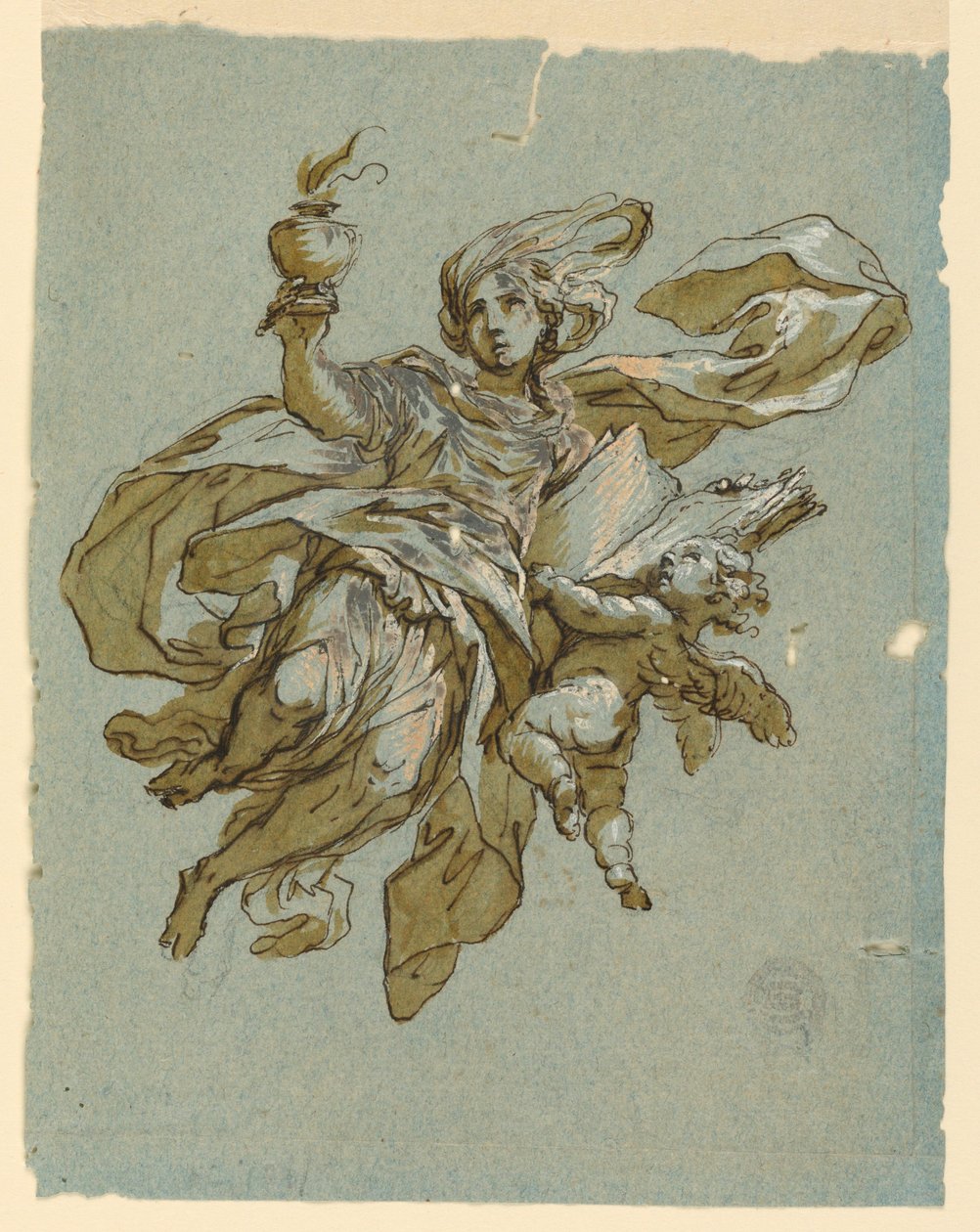 Veggmaleri med allegori om årvåkenhet av Unknown artist