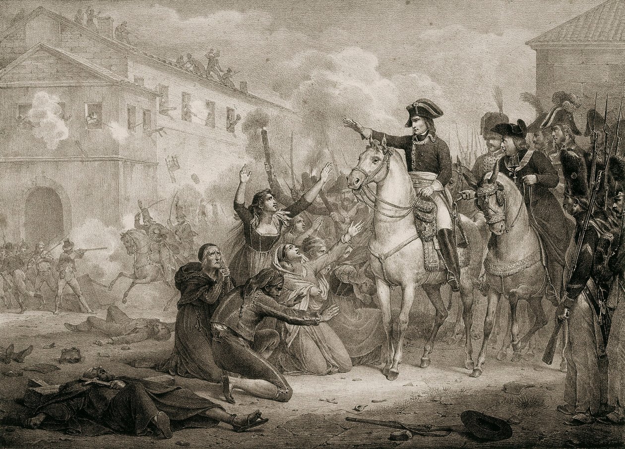 Spanias uavhengighetskrig (1808-1814): Spanjolene ber om medlidenhet med Napoleon. Madrid, Nasjonalbiblioteket. av Unknown artist