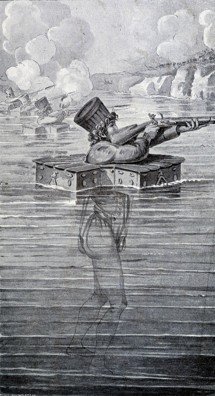 Krigsdrakt fra 1800-tallet. Gravering av 1800-tallet. av Unknown artist