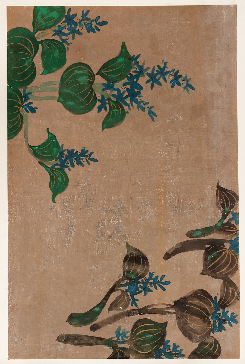 Vann planter med blå blomster av Unknown artist
