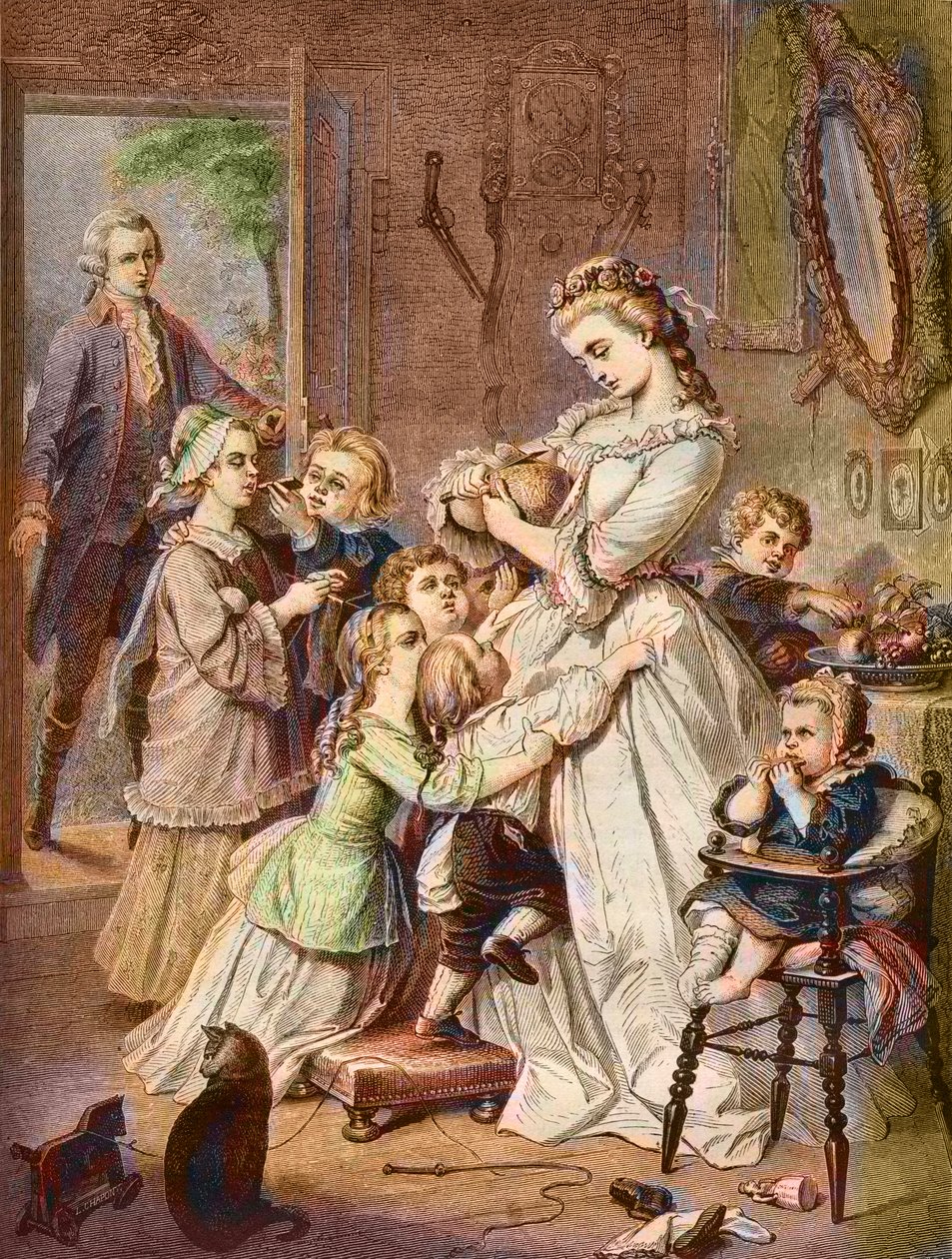 Werther overrasker Charlotte omgitt av barn av Unknown artist