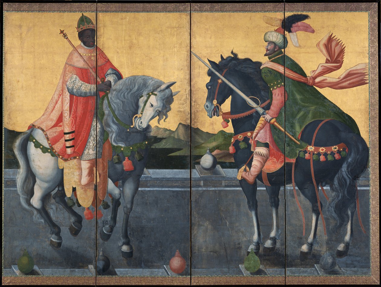 Western Kings on Horseback - Anonym - Første tredjedel av 1600-tallet. - Akvarell og blekk på papir - 184x245 - Suntory Museum of Art av Unknown artist