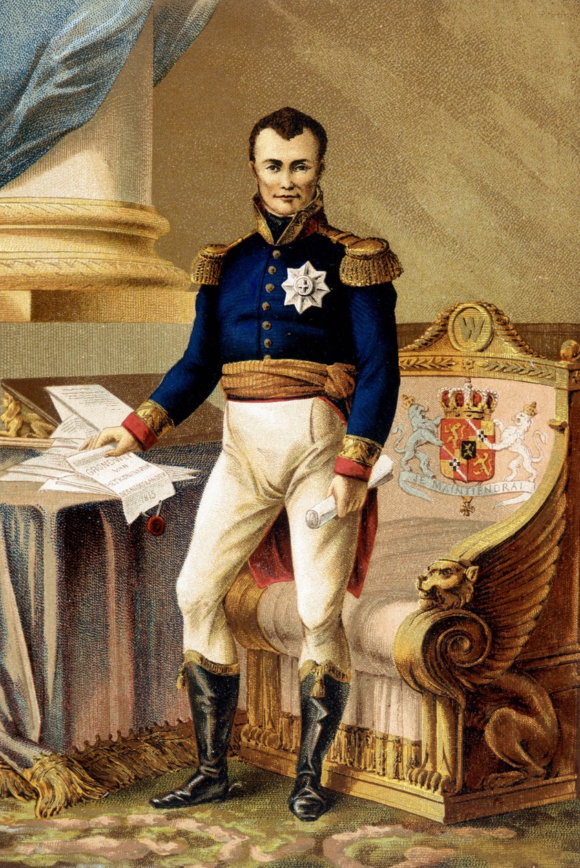 William I av Nederland - William I av Nederland (1772-1843) med grunnloven av 1815 - William I av Nederland - (Guillaume Frederic av Orange-Nassau) av Unknown artist
