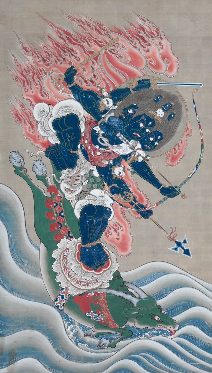 Visdomskongen med stor fryktinngytende kraft (Daiitoku Myōō) av Unknown artist