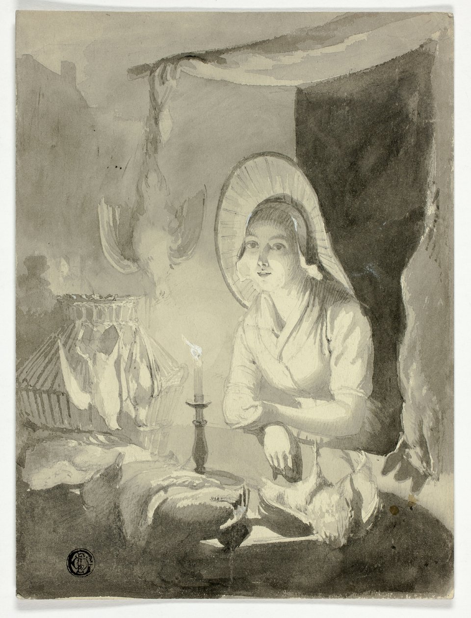 Kvinne dressing fugl av Unknown artist
