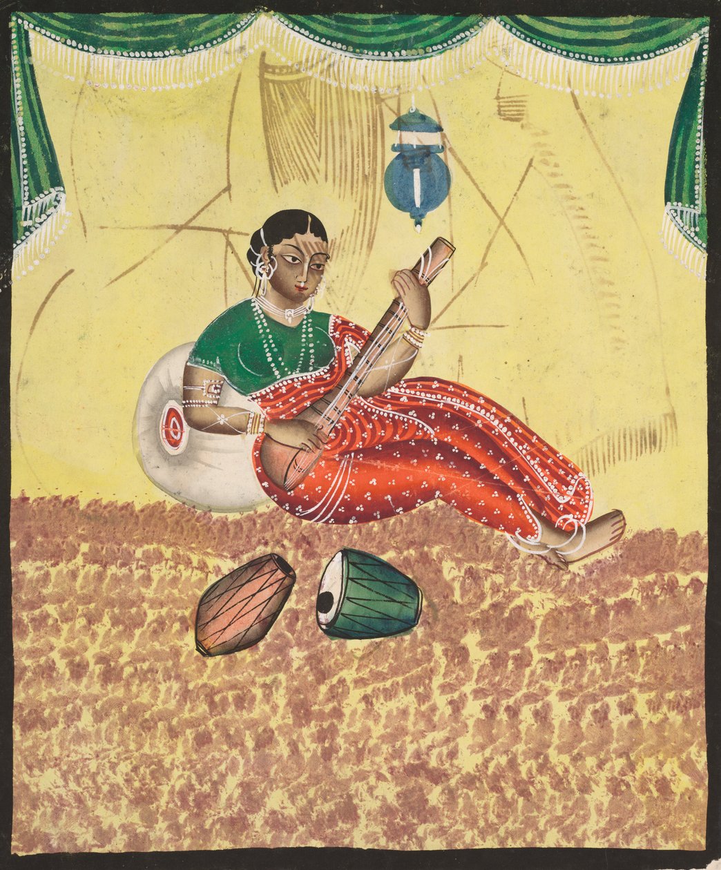 Kvinne som spiller musikk (rekto) av Unknown artist