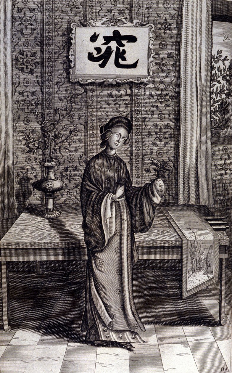 Kvinne fra den kinesiske adelen. "De China Monumenta" av Athanasius Kircher (1601 - 1680), jesuitt, orientalist og tysk lærd, Amsterdam 1667. av Unknown artist