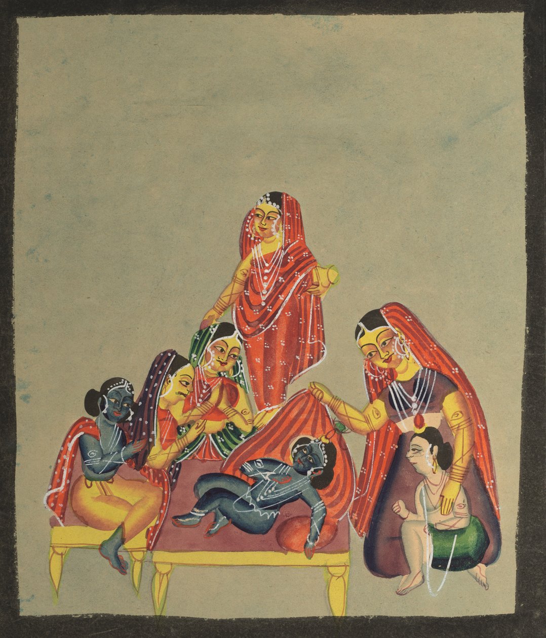 Tilbedelse av spedbarnet Krishna av Unknown artist