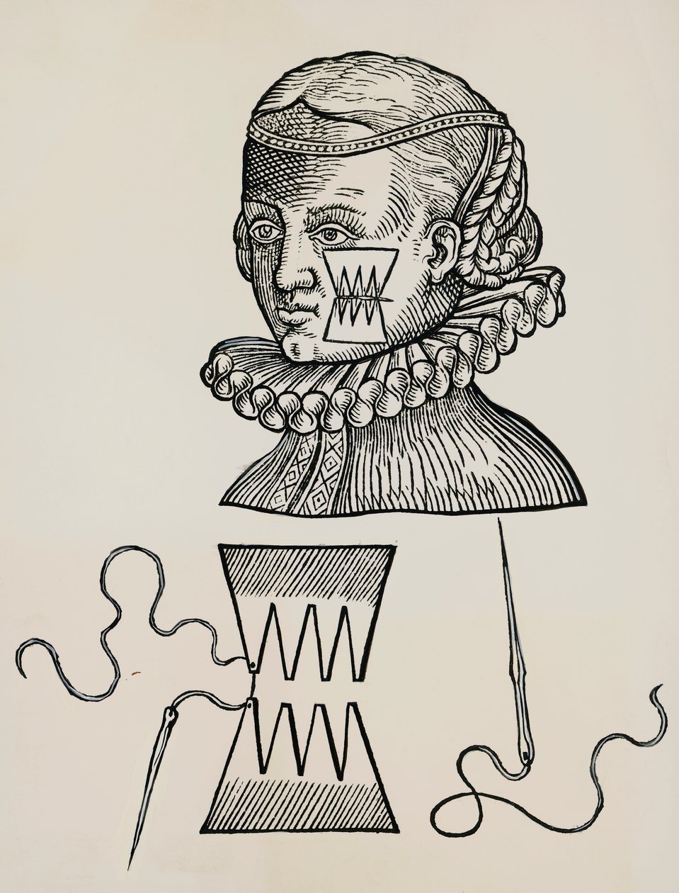 Sår mot kinnet behandlet med plaster for å forhindre spor av stingmerker på huden av Unknown artist