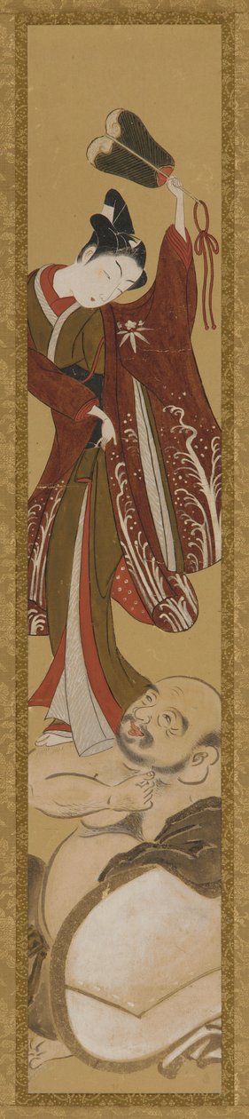Ung mann som står på Hoteis skulder av Unknown artist