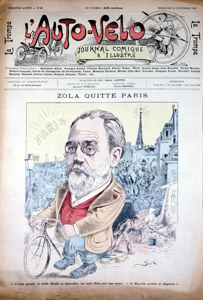 Zola forlater Paris på sykkel - i "" l