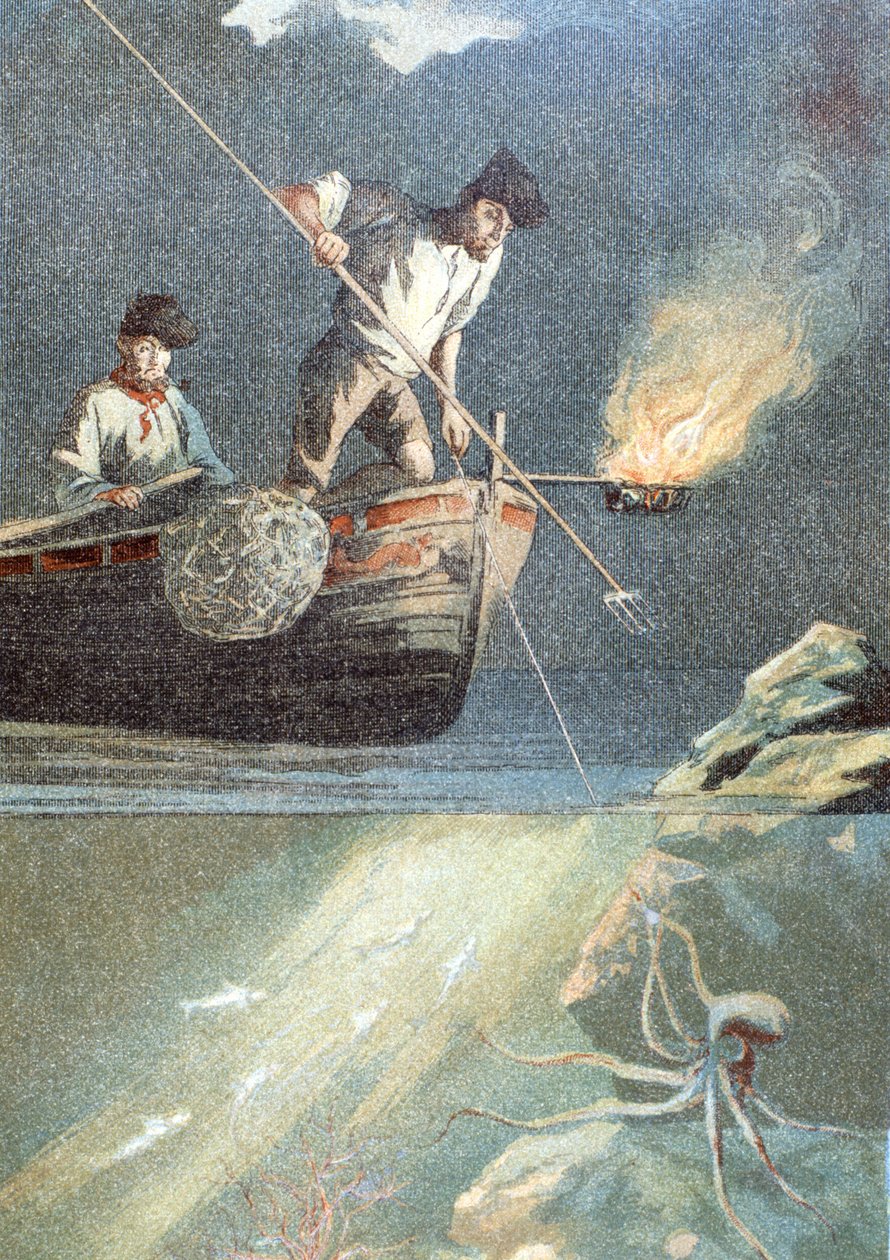 fiske blekksprut av Unknown artist