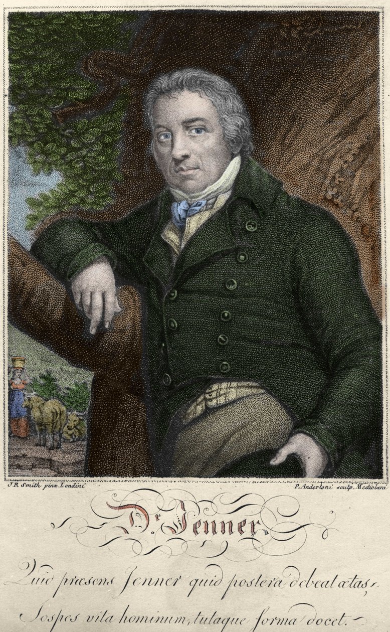 portrett av Edward Jenner (1749-1823), engelsk lege, oppdager av immunitet mot kopper. av Unknown artist