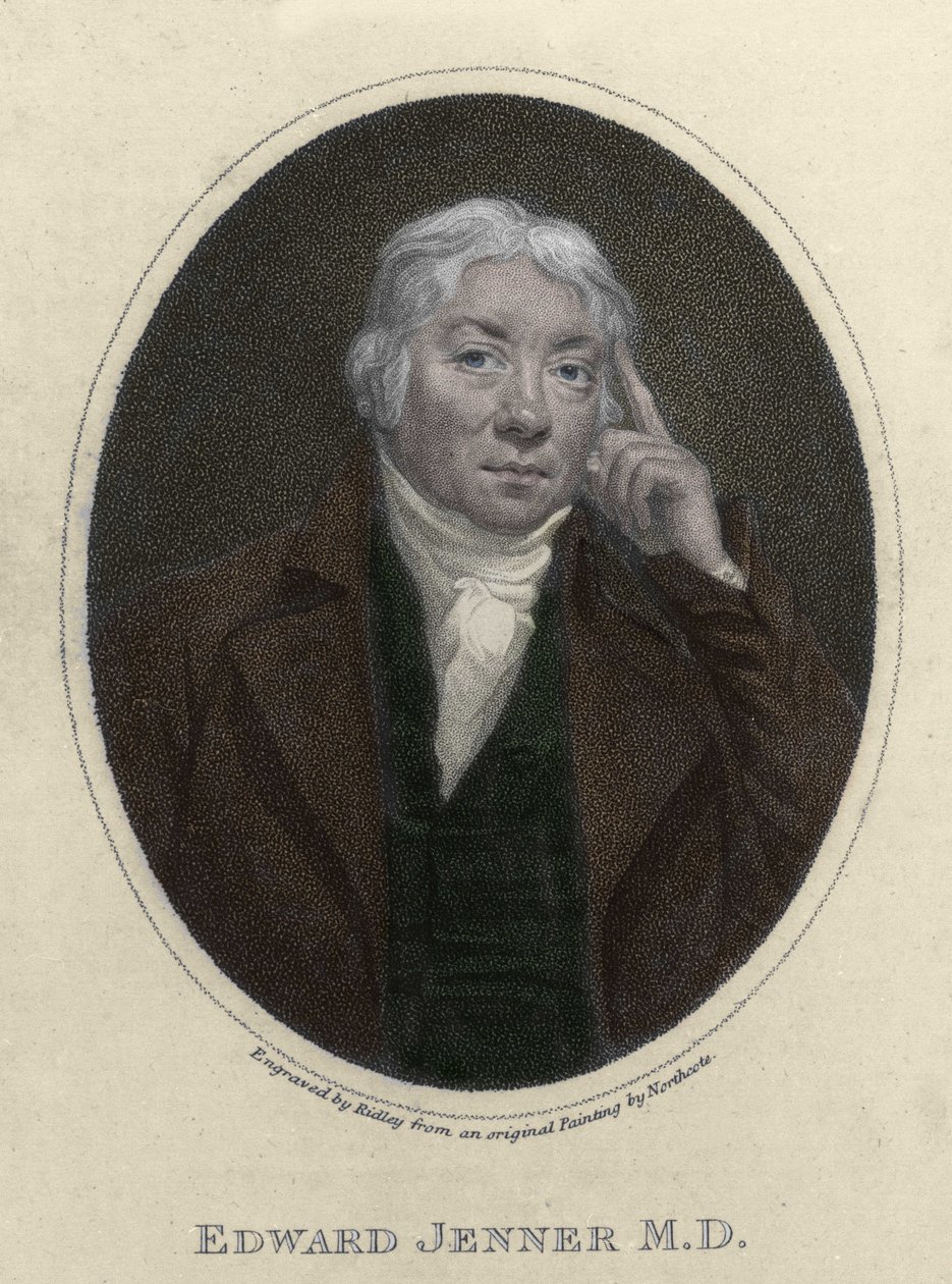 portrett av Edward Jenner (1749-1823), engelsk lege, oppdager av immunitet mot kopper. av Unknown artist