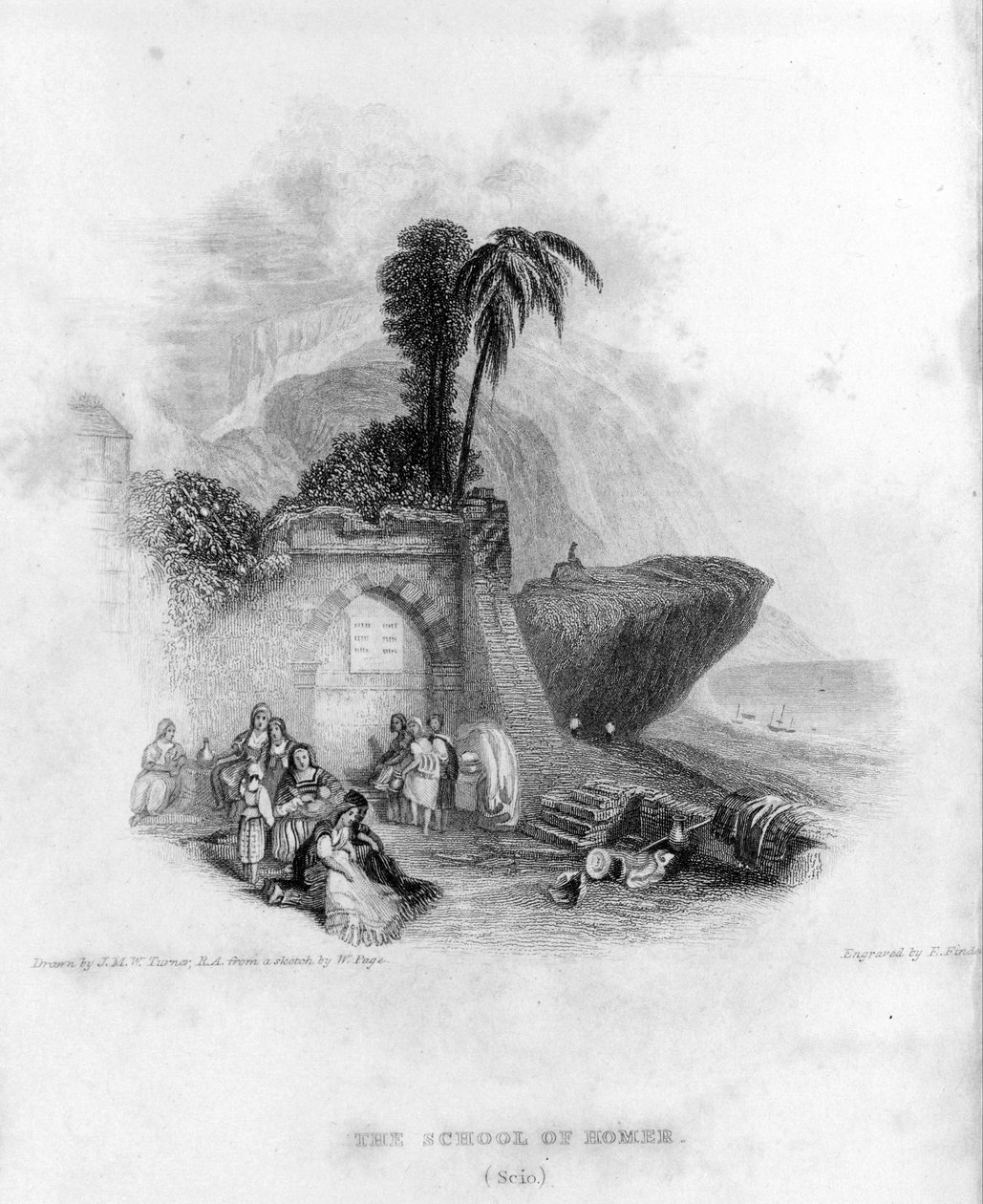 Homerskolen på den greske øya Chios. av Unknown artist