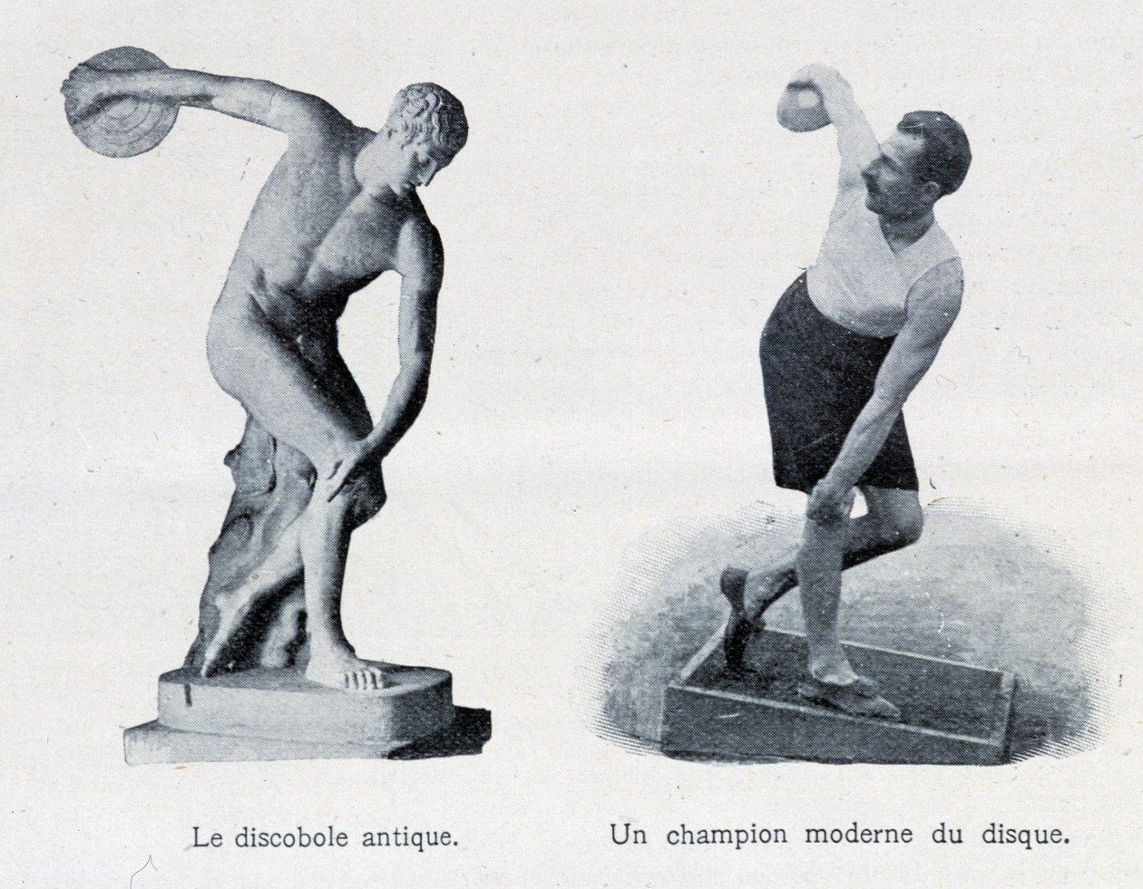 den eldgamle diskobolen og en moderne rekordforkjemper. av Unknown artist
