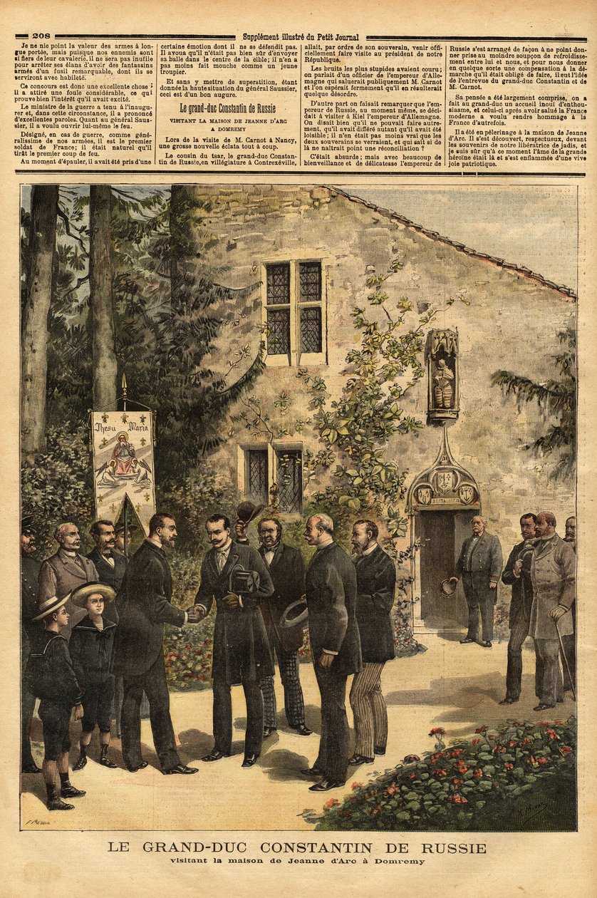 besøket av Konstantin Nicolajevitsj Romanov (1827-1892) storhertug av Russland og fetter til tsar Alexander III (1845-1894), i huset til Jeanne d