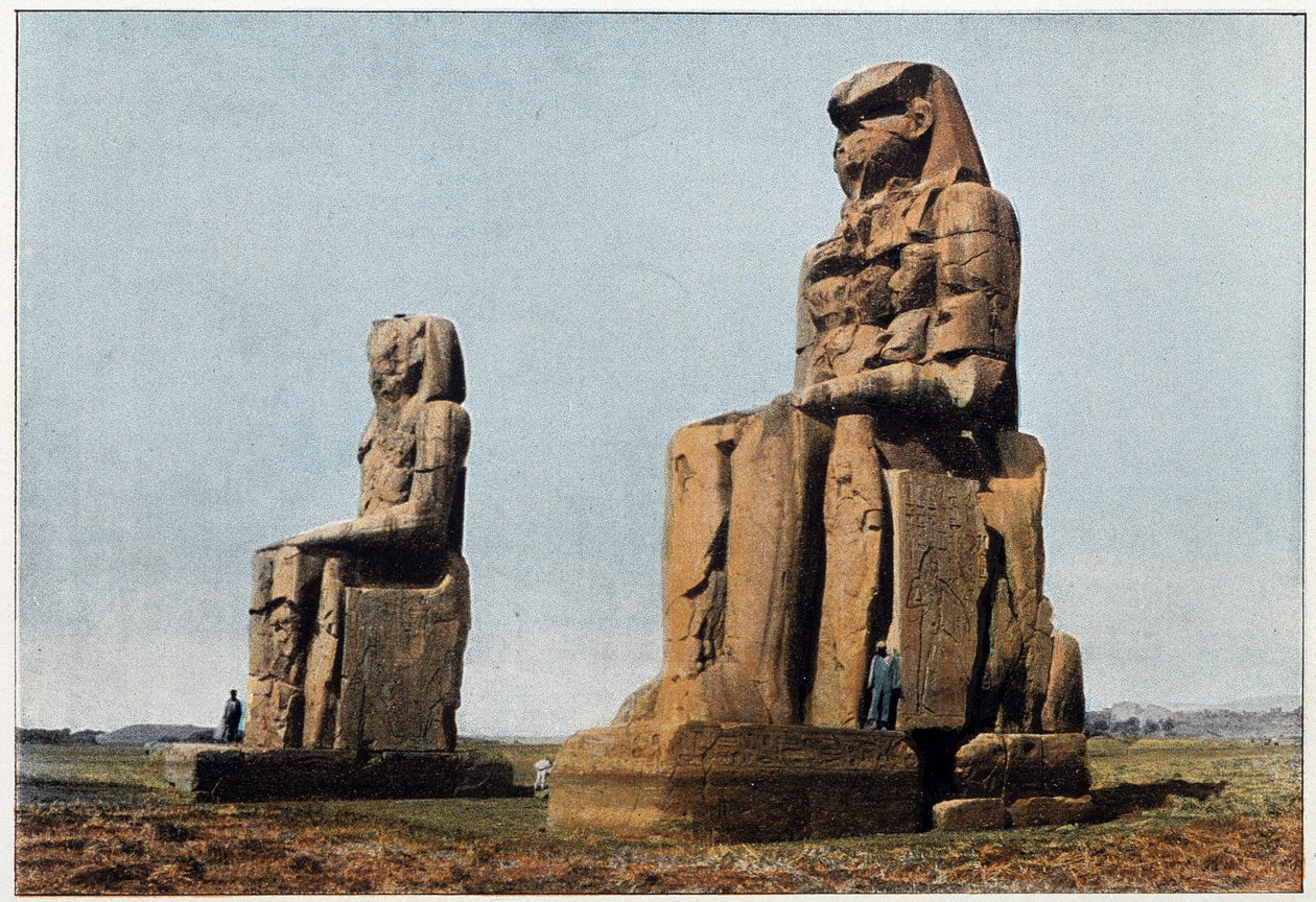 Det gamle Egypt: Kolossen av Memnon til Theben. Slutten av 1800-tallet. av Unknown photographer