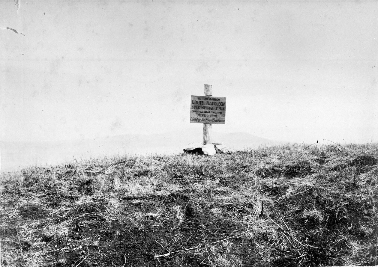 Tavle reist av Royal Scots Fusiliers for å markere stedet der Prince Imperial falt, 1879 av Unknown photographer