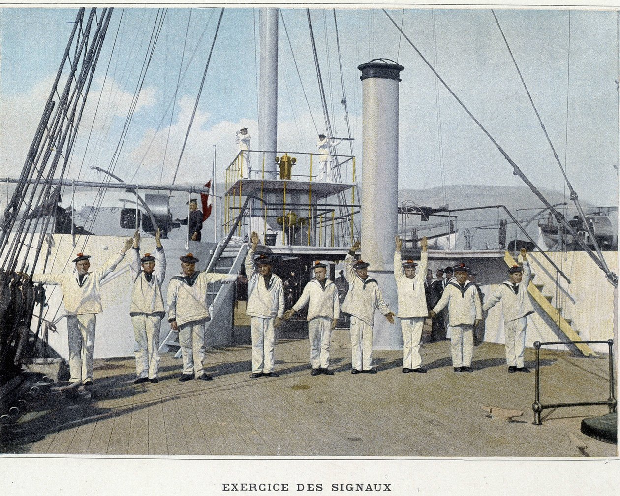 Exercise des Signals - i "" Militært album - Navy: Life on board" av Unknown photographer