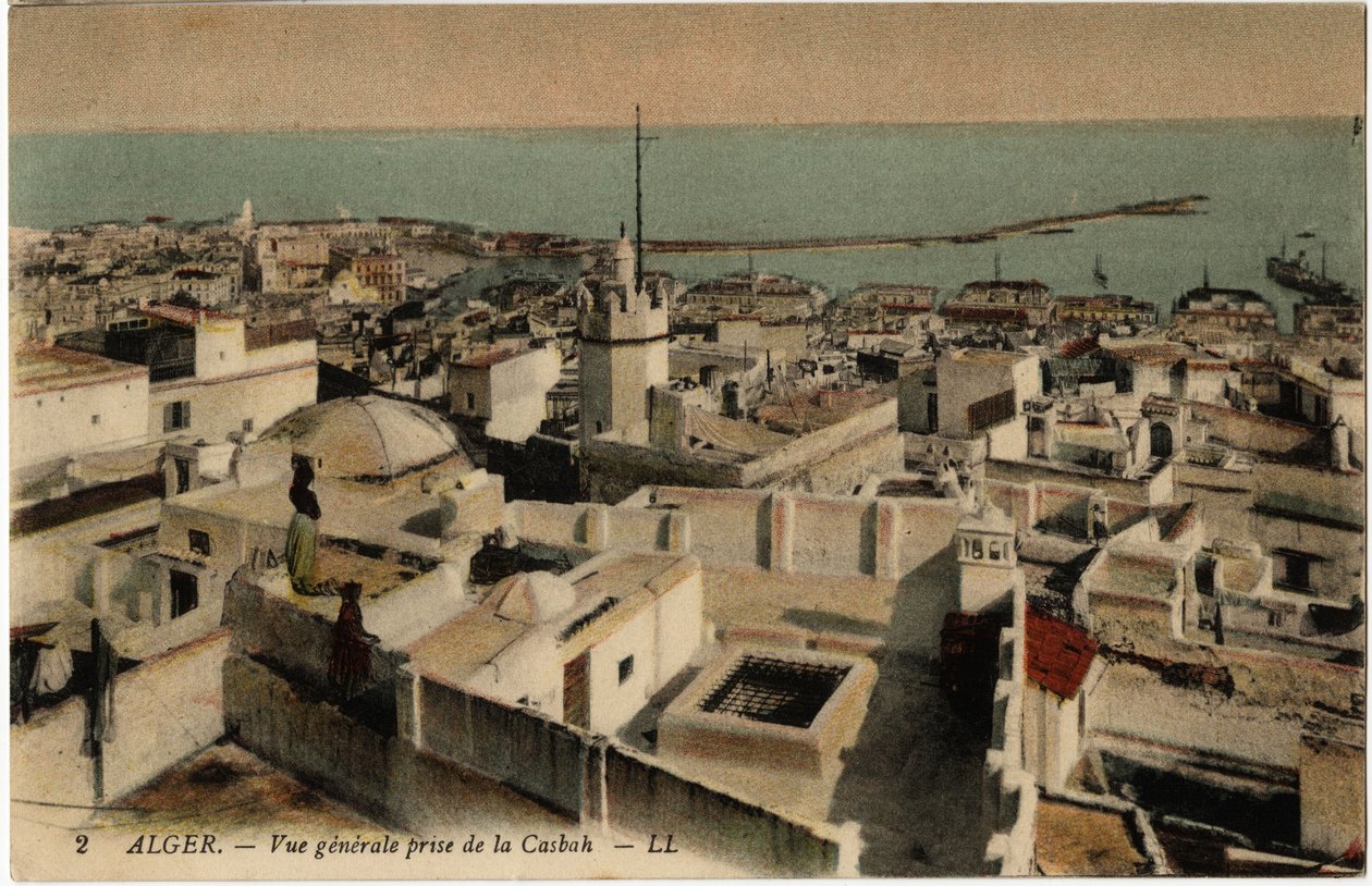 Generelt overblikk over kasbahen (kasbahen) i Alger, Algerie - Postkort av Selva-samlingen, begynnelsen av 1900-tallet av Unknown photographer