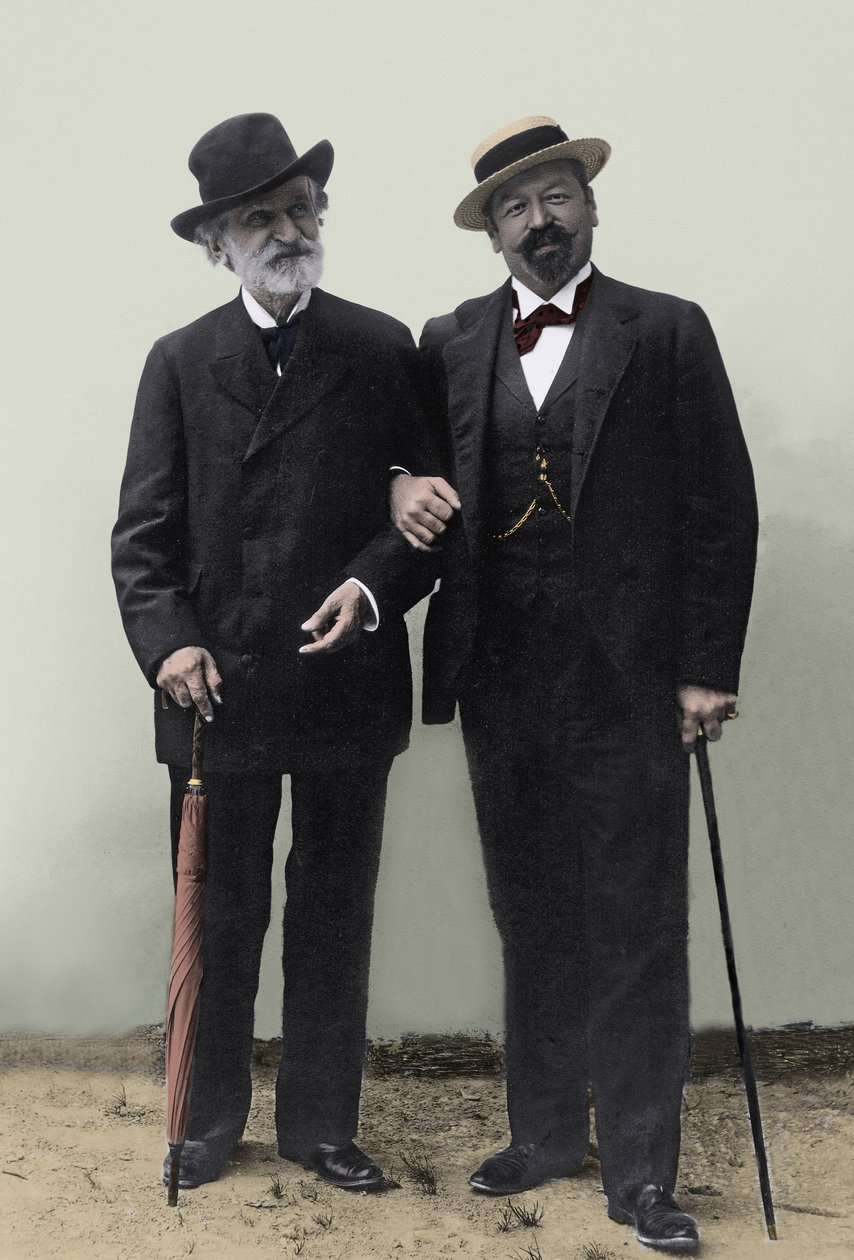 Giuseppe Verdi, italiensk komponist (1813-1901), og tenor Francesco Tamagno (1850-1905) i Montecatini på slutten av 1800-tallet. av Unknown photographer