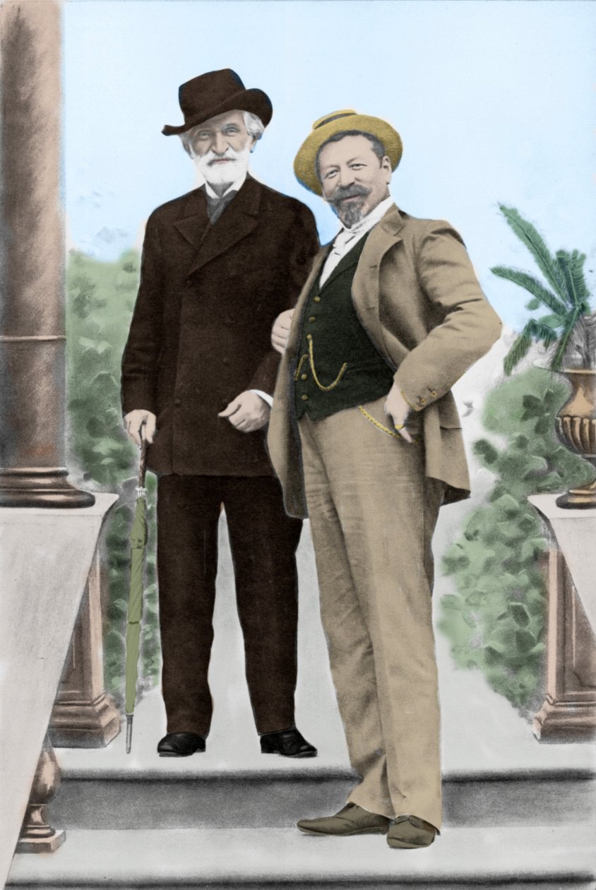 Giuseppe Verdi, italiensk komponist (1813-1901), og tenor Francesco Tamagno (1850-1905) i Montecatini på slutten av 1800-tallet. av Unknown photographer