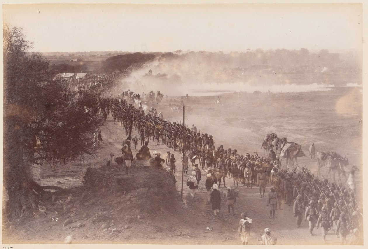 Den indiske hærens infanteri på marsj, treningsleiren i Delhi av Unknown photographer
