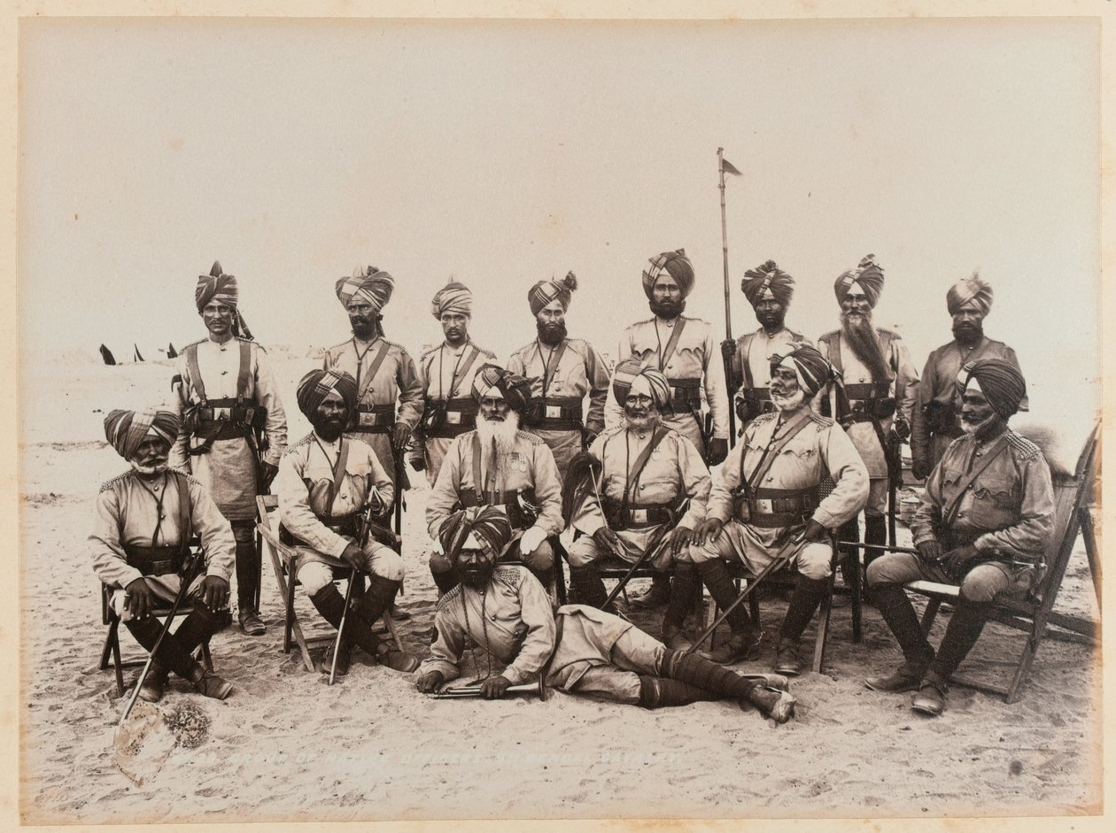 Indiske offiserer fra det niende bengalske kavaleriet, 1885 av Unknown