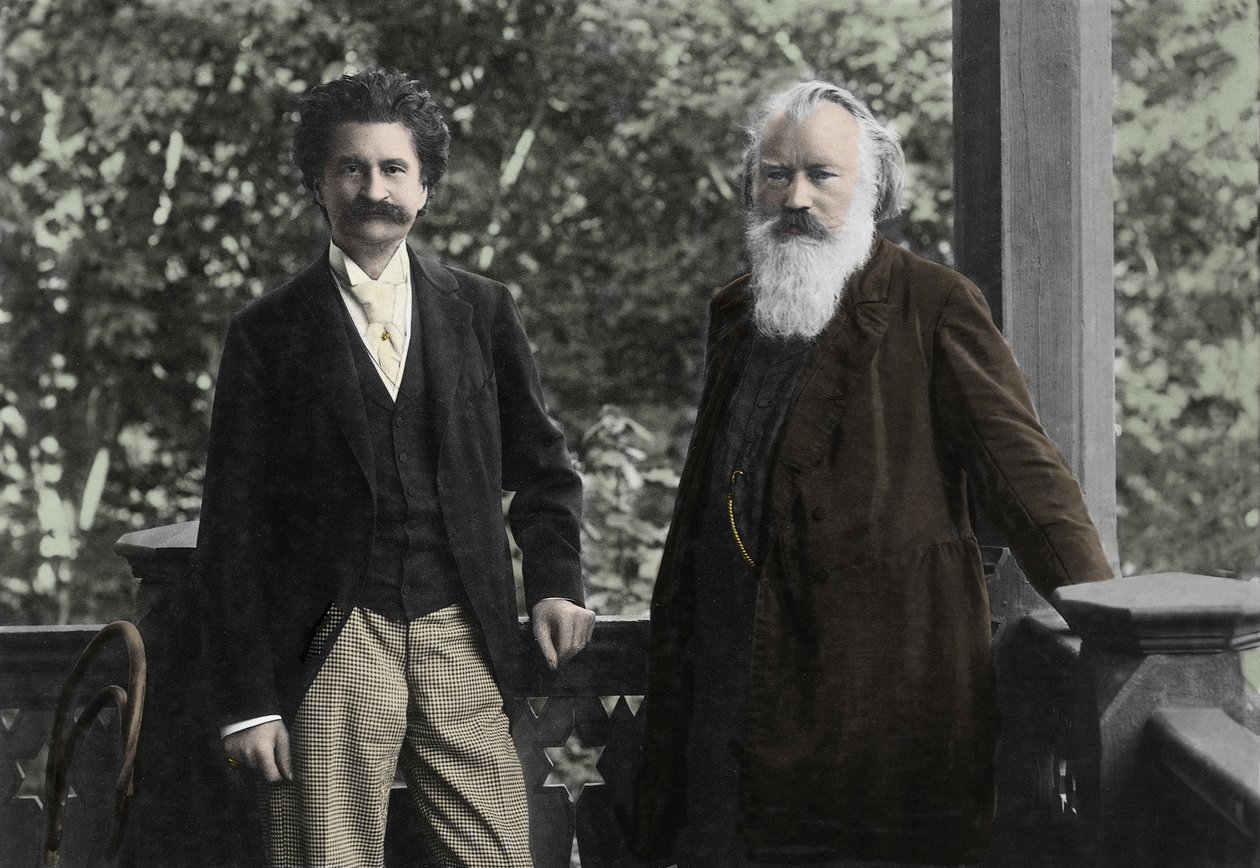 Johannes Brahms (1833-1897) med Johann Strauss (1825 -1899) av Unknown photographer