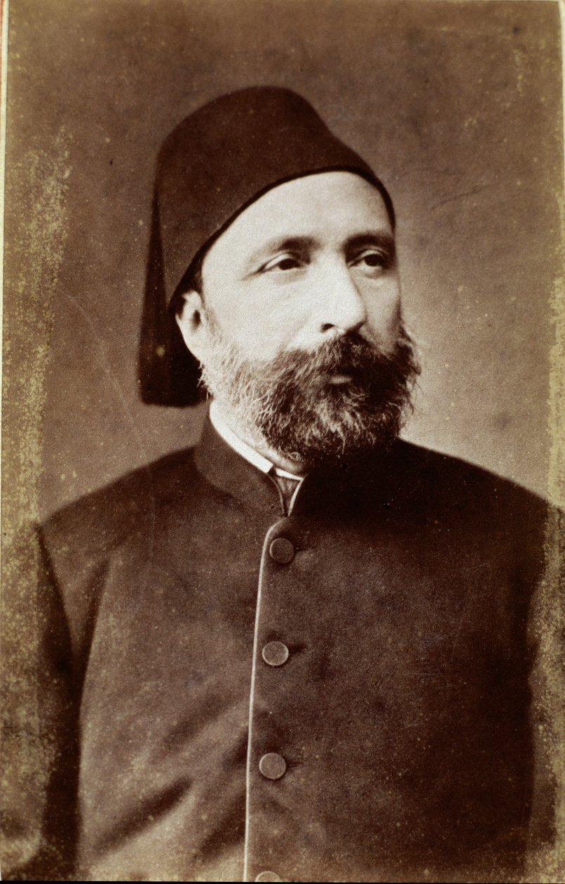 Det osmanske riket: "" Portrett av Ahmet Mithat Pasha (eller Ahmed Midhat pasha) (1822-1883) statsmann tyrkisk reformator"" Fotografi Ankara, Turkish Historical Society. Tyrkia av Unknown photographer