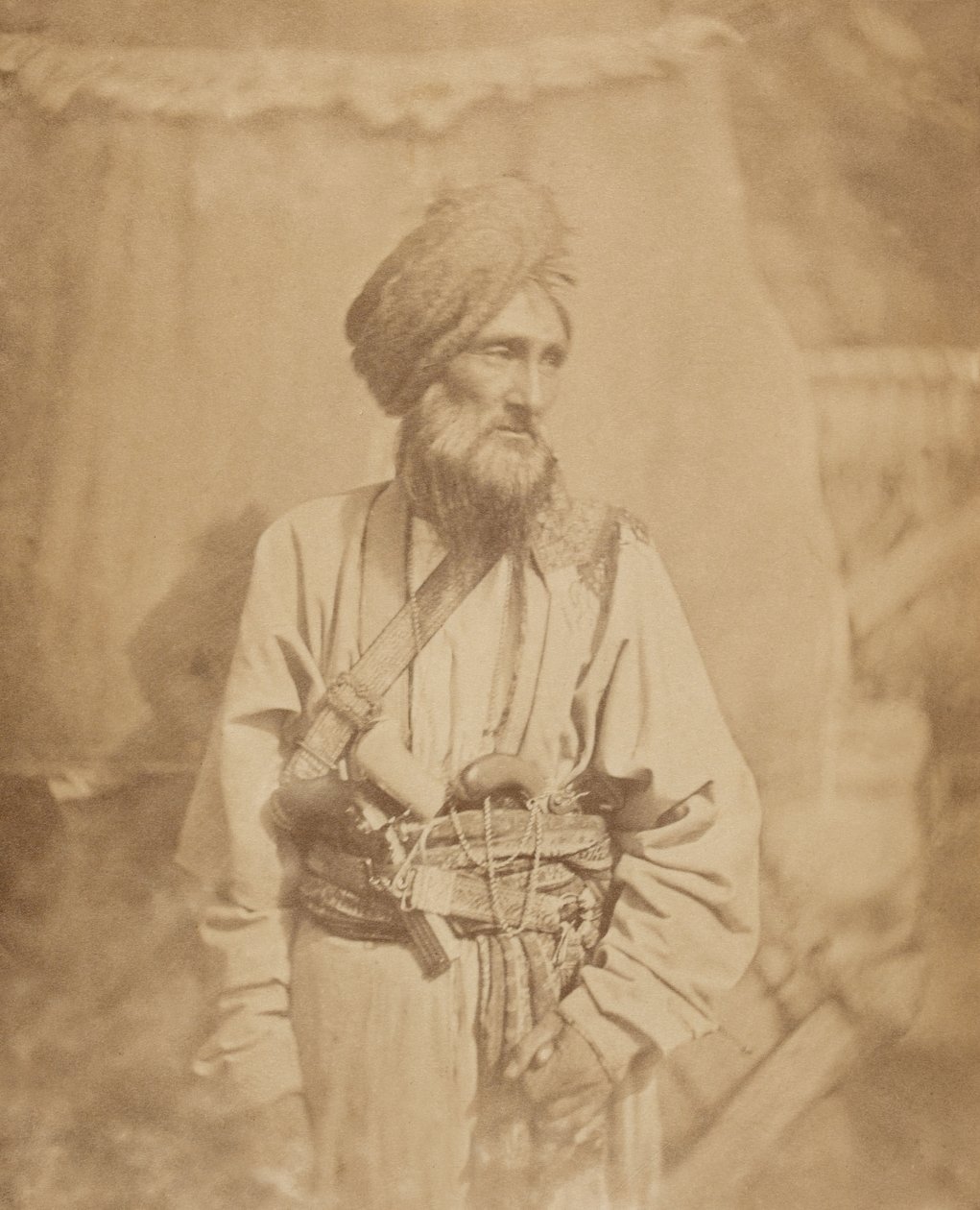 Pathan-offiser for Punjab Irregular Cavalry, 1860 ca av Unknown photographer