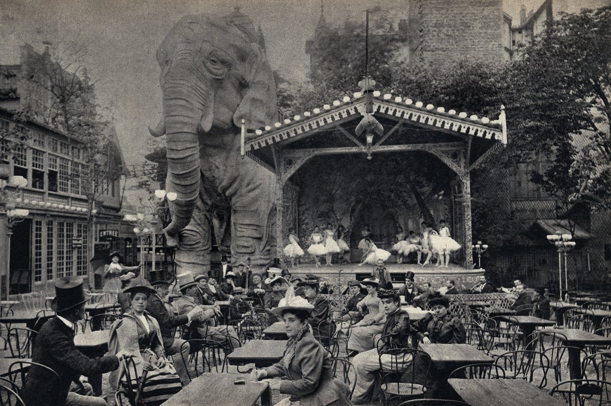 Populær livsscene ved Moulin Rouge i Paris. Fotografi, sent på 1800-tallet, Paris. Coll. Selva. av Unknown photographer