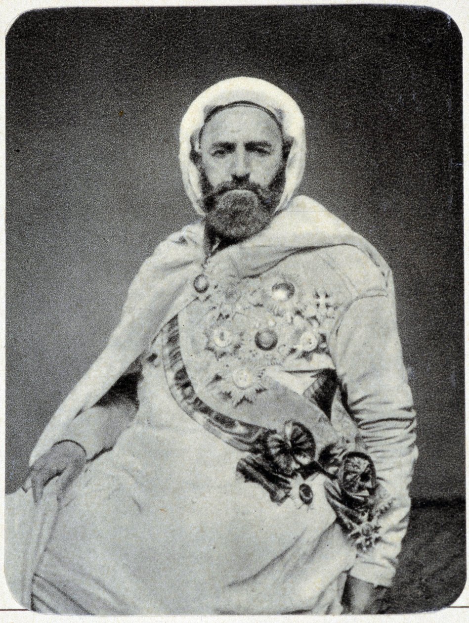 Portrett av Abd-el-Kader (Abd El-Kader) i 1875 - fotografi. av Unknown photographer