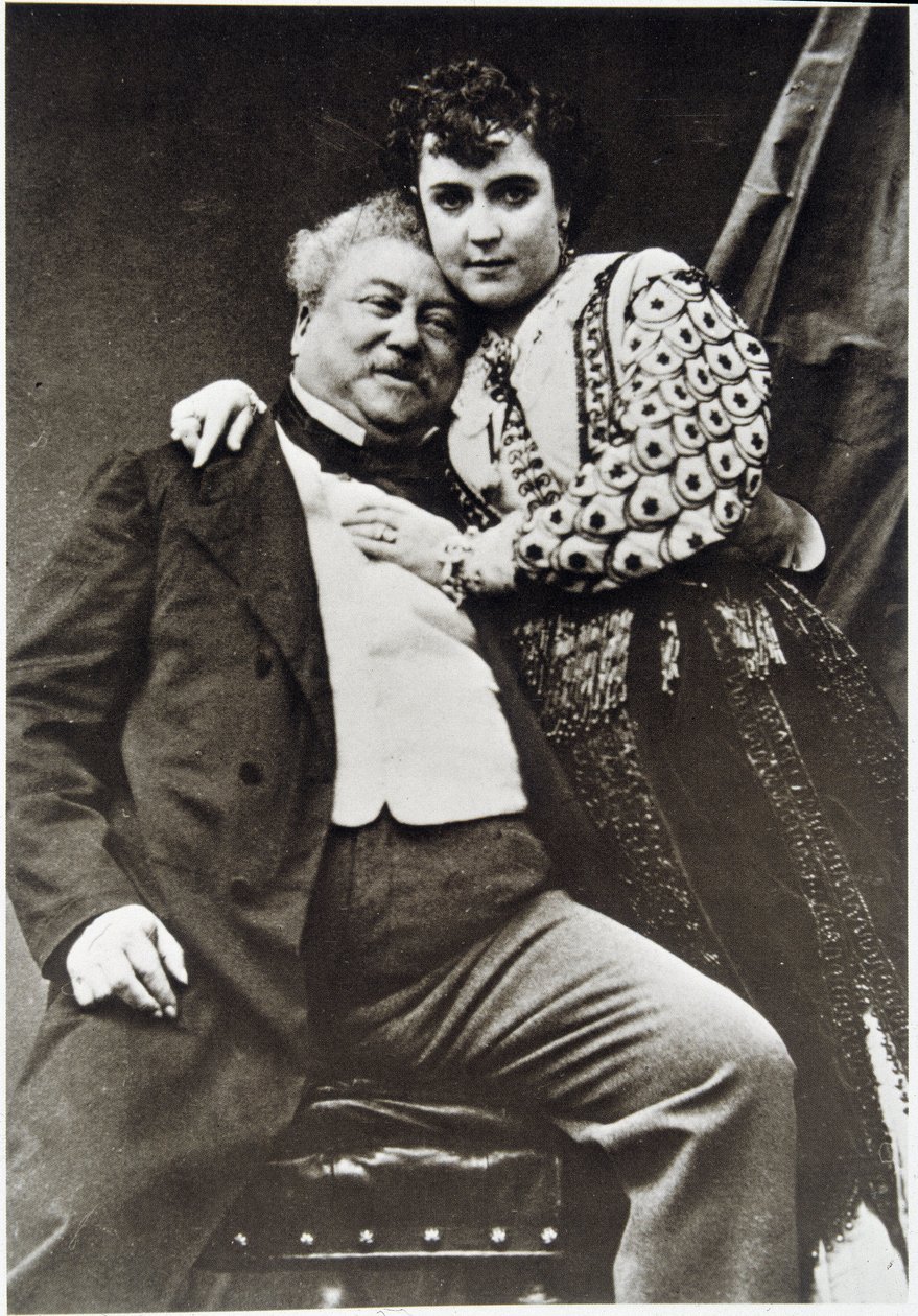 Portrett av Alexandre Dumas Père (1802 - 1870) og hans elskerinne av Unknown photographer