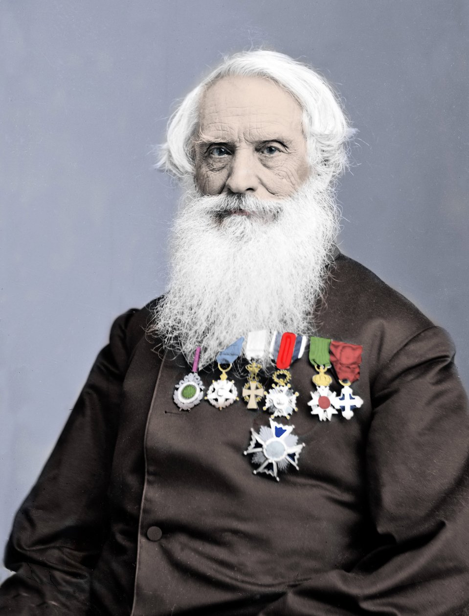 Portrett av den amerikanske oppfinneren Samuel Finley Breese Morse (1791-1872) fotografi rundt 1860. av Unknown photographer