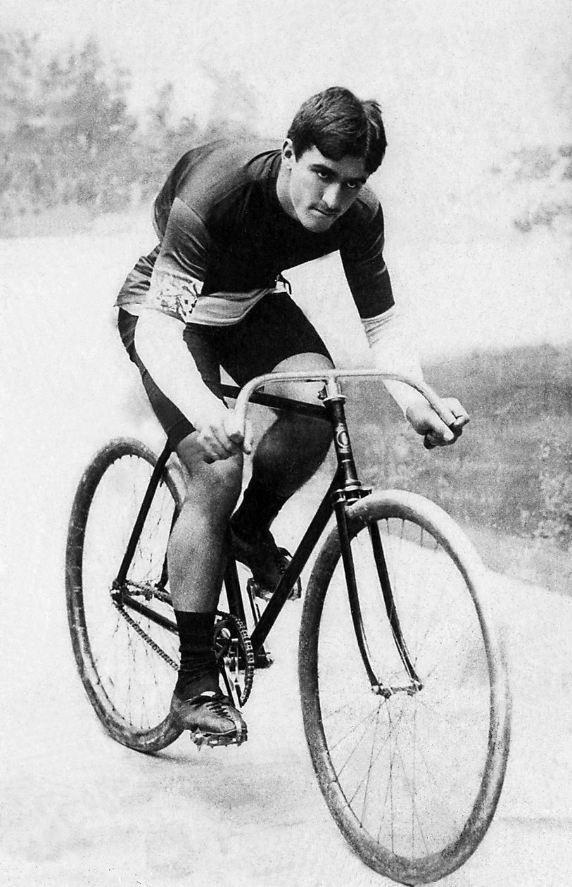 Portrett av Edmond Jacquelin (1875-1928), fransk syklist med kallenavnet "Piou-Piou (Piou Piou)"". av Unknown photographer
