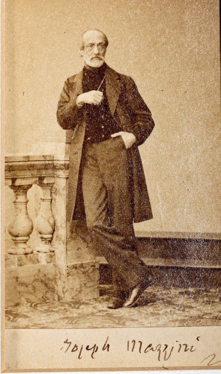 Portrett av Giuseppe Mazzini, med autograf (s/hv-bilde) av Unknown photographer