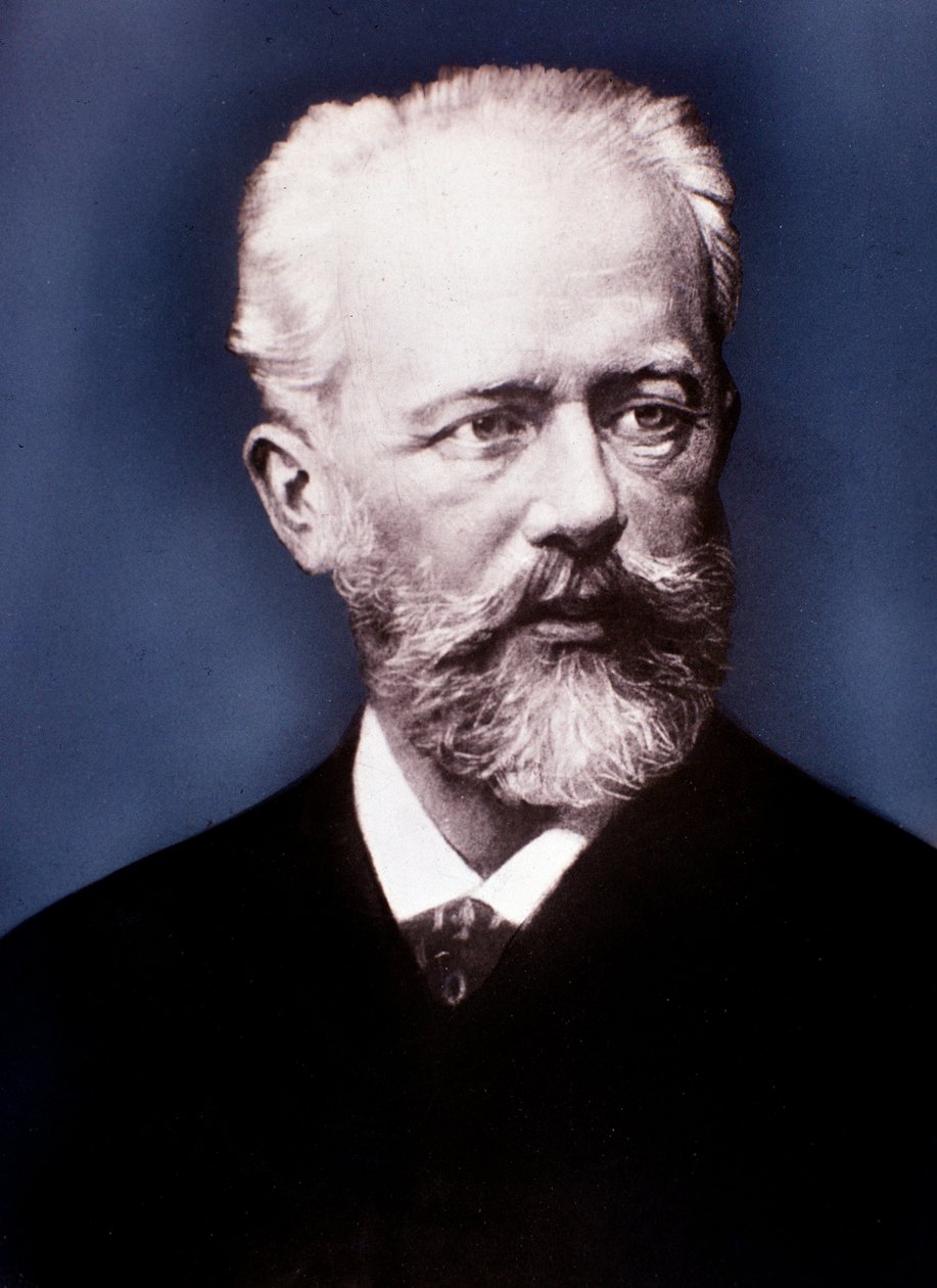 Portrett av Piotr Iljitsj Tsjaikovskij (s/hvitt foto) av Unknown photographer